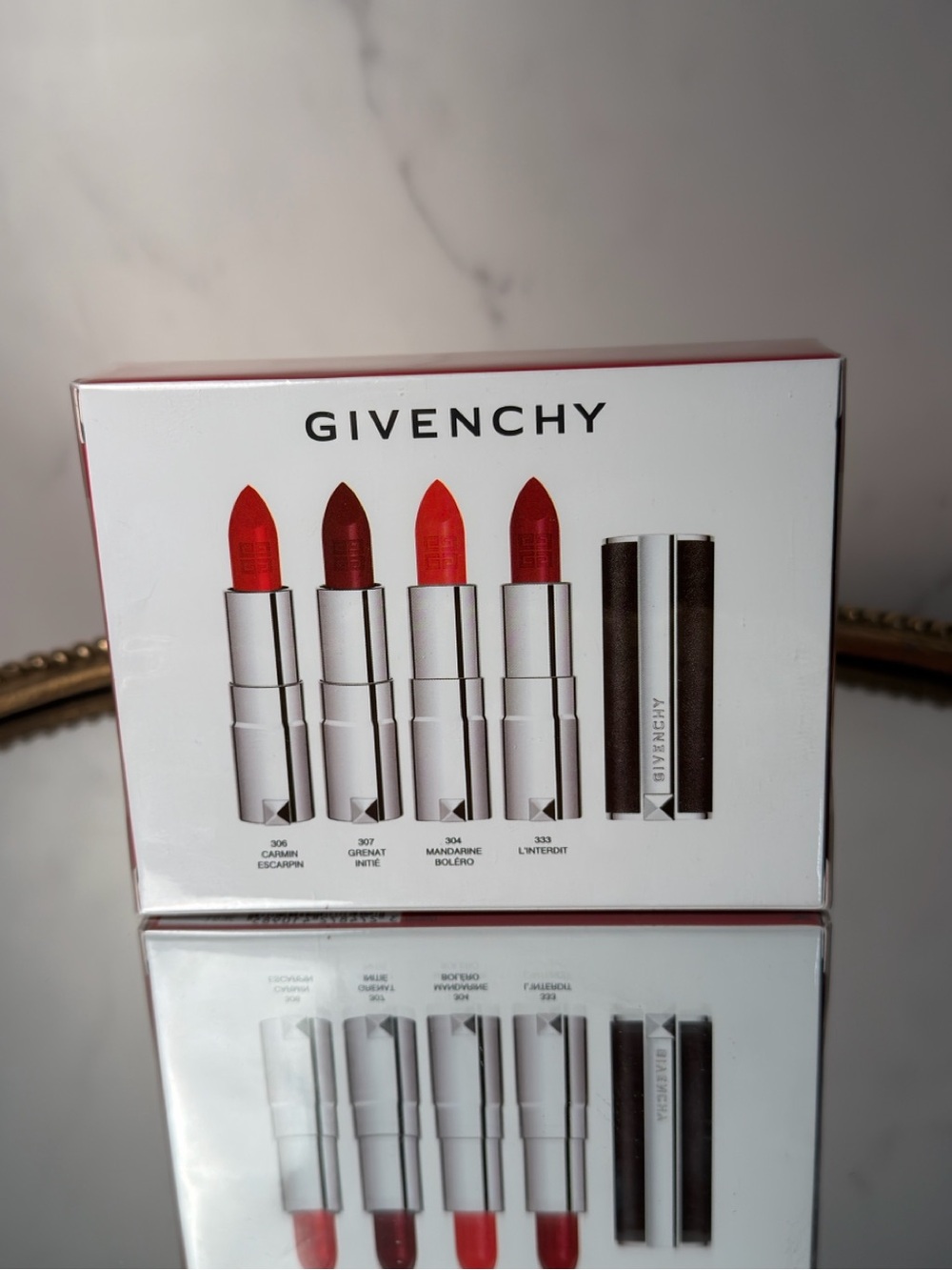 NIB Givenchy Le Rouge Mini Collection 4-Pc Lipstick Gift Set Holiday L'Interdit